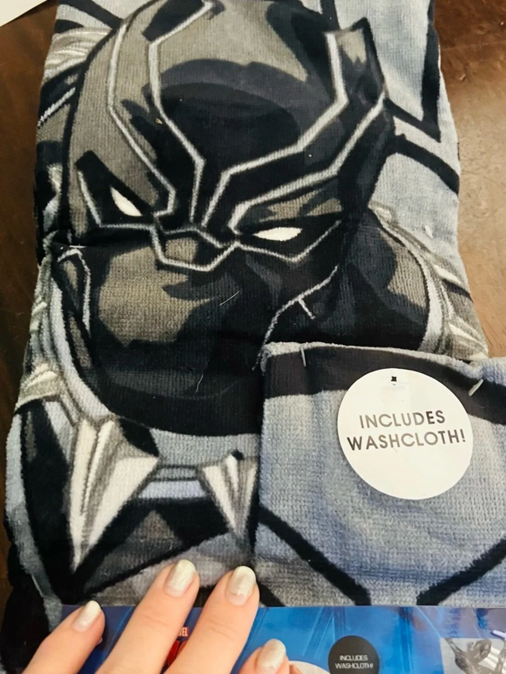 Marvel Avengers Black Panther 2 Towels + 2 Washcloths - Black & Gray 4 pieces